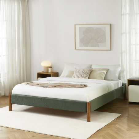 Lit BOWI tissu kaki 160200 sommier inclus