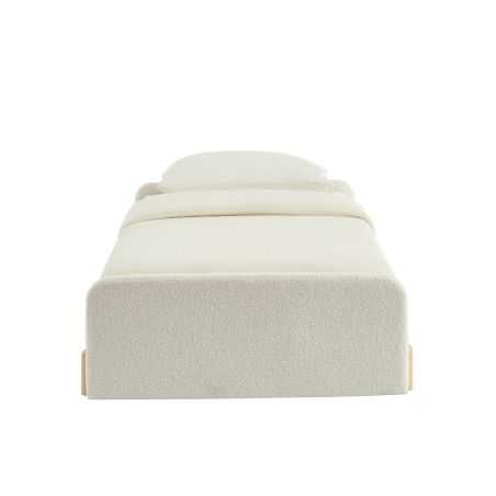 Lit enfant NUI tissu bouclette beige 90x190 sommier inclus