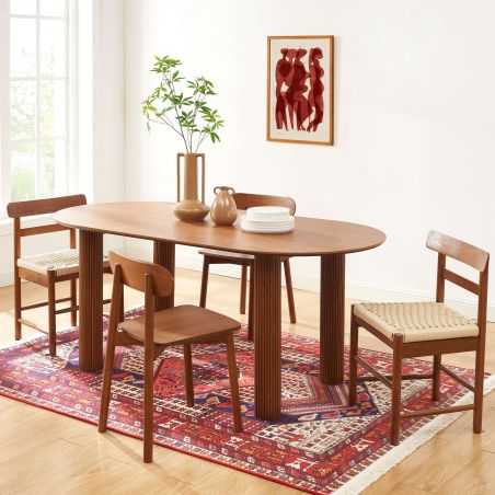 Table à manger PENELOPE placage chêne couleur noyer 180cm