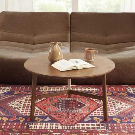 Table basse ronde DOLLY placage frêne couleur noyer 80cm