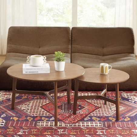 Table basse ronde DOLLY placage frêne couleur noyer 60cm