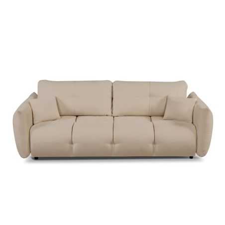 Canapé droit convertible COMO 3 places tissu chenille grège