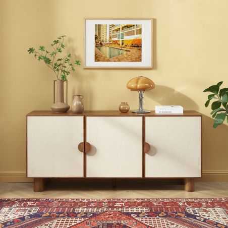 Buffet GASTON 3 portes placage frêne cannage 170cm