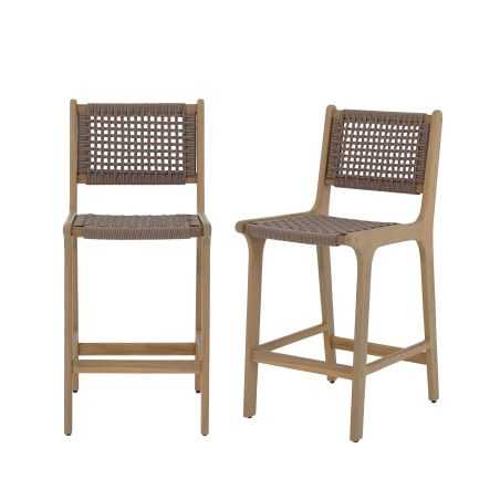 Lot de 2 tabourets de bar KUTA en corde marron clair hauteur d'assise 66 cm