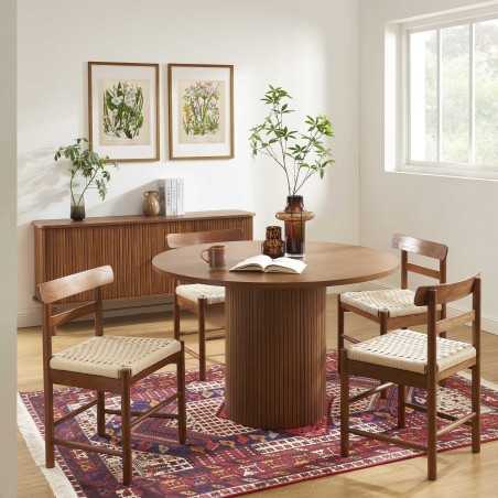 Table à manger ERNEST ronde placage frêne foncé 120cm