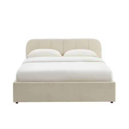 Lit coffre YUME tissu chenille beige 160x200 sommier inclus