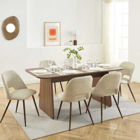 Table à manger LANGO rectangulaire effet noyer 180 cm