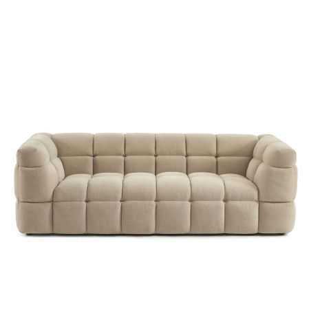 Canapé droit MOODY 3 places tissu lin beige