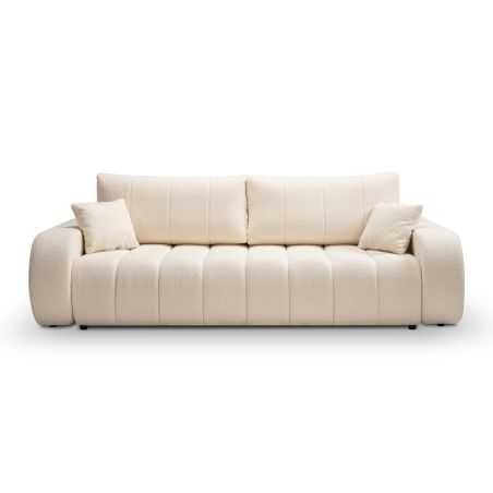 Canapé droit convertible BELEM 3 places tissu bouclette écru