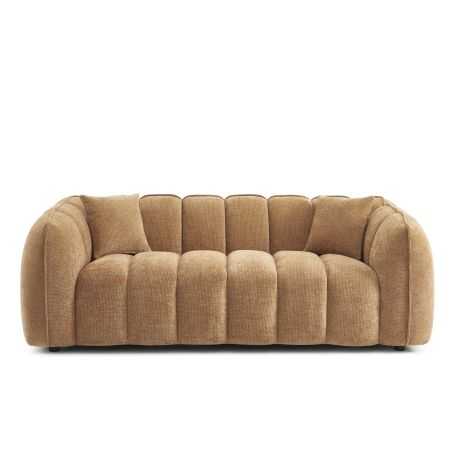 Canapé droit MATILDA 3 places tissu chenille terracotta