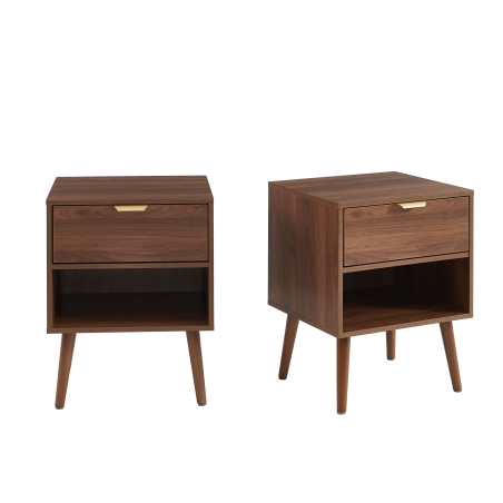 Lot de 2 tables de chevet JEANNE effet noyer