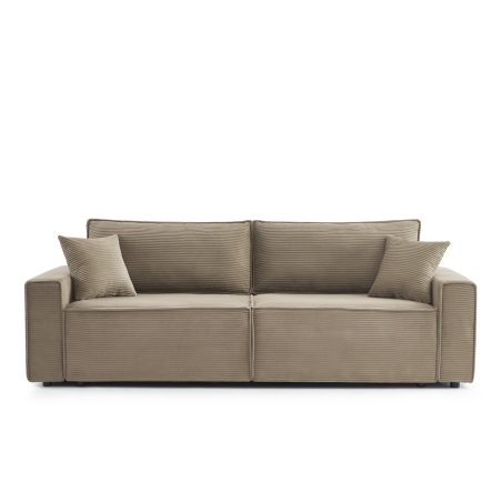 Canapé droit ZOLA convertible velours côtelé taupe 3 places