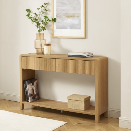 Console UTICA effet chêne 2 tiroirs 120cm