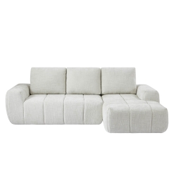 Canapé d'angle droit compressé AUREA 4 places tissu beige