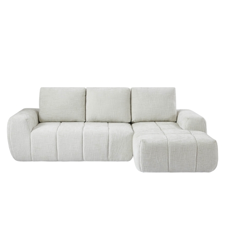 Canapé d'angle droit compressé AUREA 4 places tissu beige