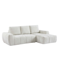 Canapé d'angle droit compressé AUREA 4 places tissu beige