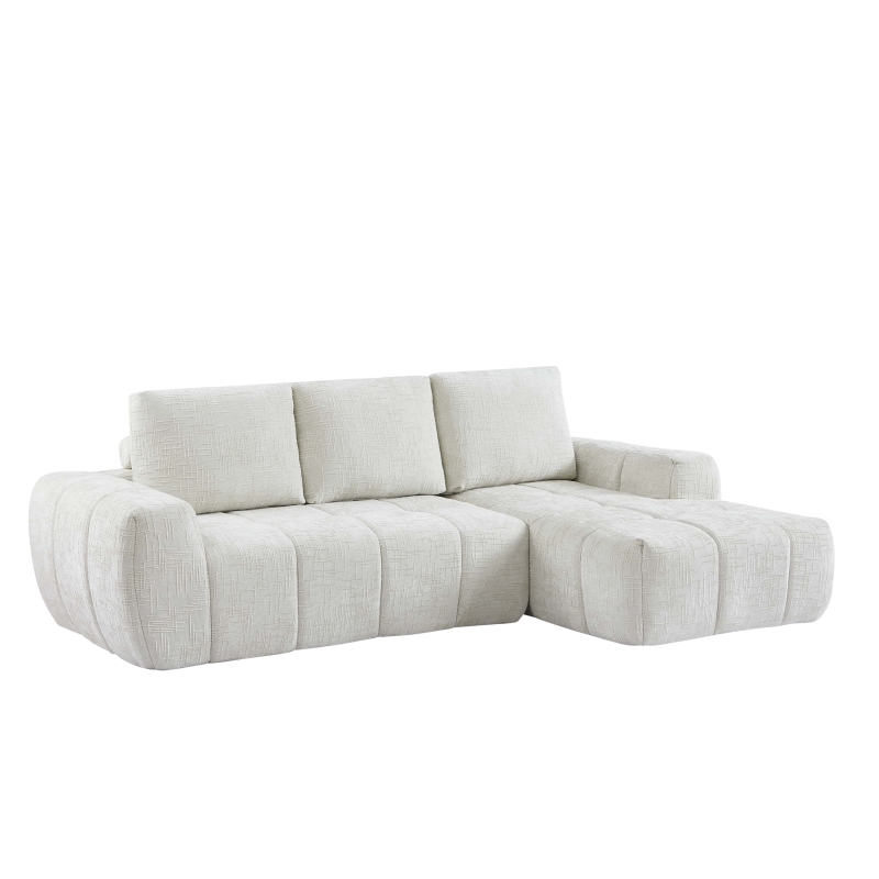 Canapé d'angle droit compressé AUREA 4 places tissu beige