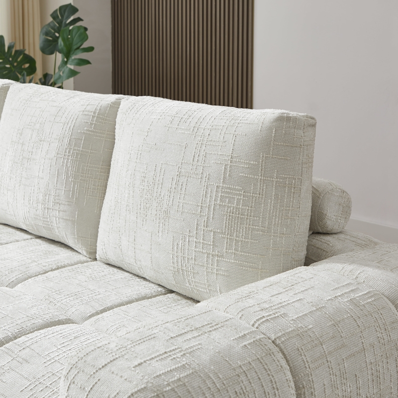 Canapé d'angle gauche compressé AUREA 4 places tissu beige