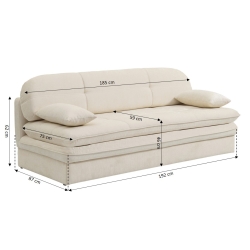 Banquette convertible CILA 3 places tissu beige