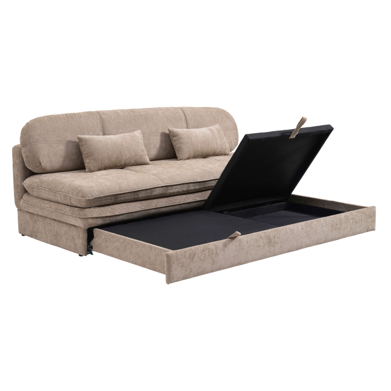 Banquette convertible CILA 3 places tissu marron