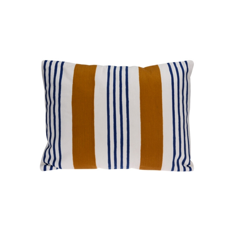 Lot de 3 coussins rectangulaire BLO 45x60cm en coton blanc rayures colorées