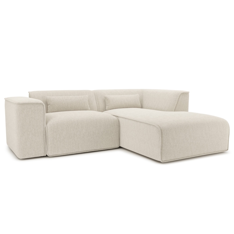 Canapé d'angle droit fixe NUNA 4 places velours côtelé beige