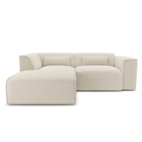 Canapé d'angle gauche fixe NUNA 4 places velours côtelé beige