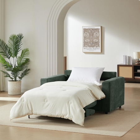 Canapé droit convertible express SOCCA 2 places tissu vert