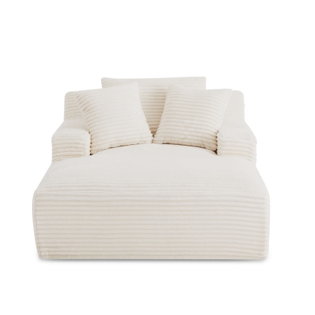 Canapé droit profond fixe et compressé KENEDY 1 place velours côtelé beige