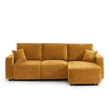 Canapé d'angle convertible et réversible LIVIO 4 places tissu jaune