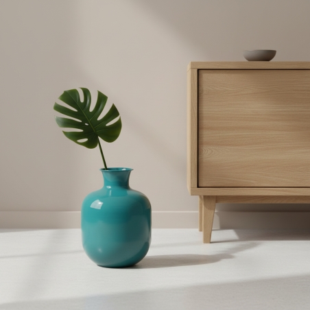 Vase ERI en métal bleu canard h41 cm