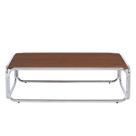 Table basse MAGGY placage noyer structure en chrome