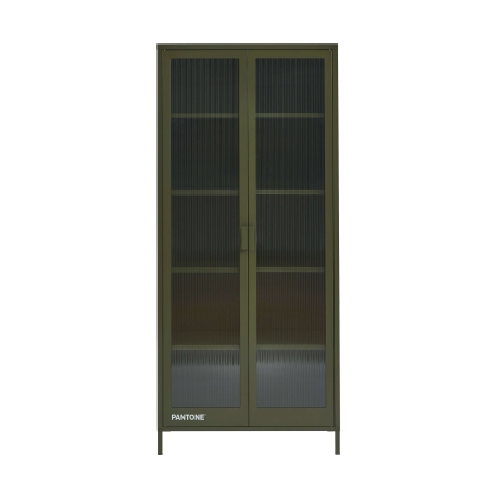 Vaisselier PANTONE en verre cannelé et métal vert olive h180cm