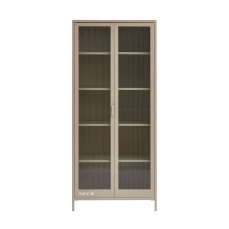 Vaisselier PANTONE en verre cannelé et métal taupe h180cm