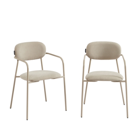 Lot de 2 chaises PANTONE tissu et pieds métal taupe