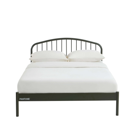Lit PANTONE 140x190 métal vert olive sommier inclus