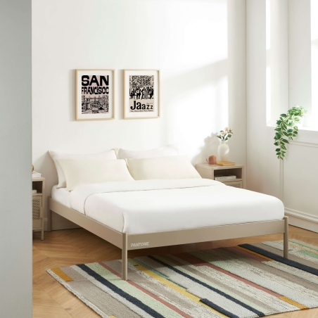 Lit PANTONE 140x190 métal taupe sommier inclus