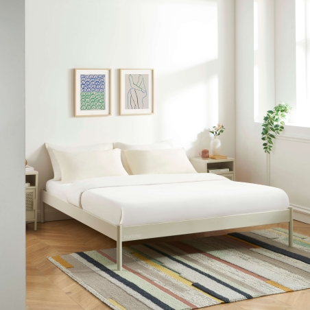 Lit PANTONE 160x200 métal beige sable sommier inclus