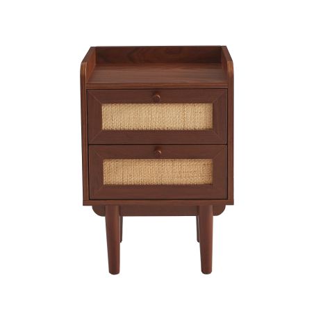 Table de chevet LEON noyer et cannage