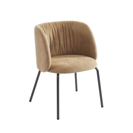 Chaise LUISA tissu chenille ocre et pieds métal noir