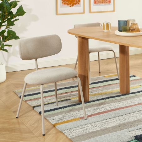 Lot de 2 chaises PANTONE tissu et pieds métal taupe