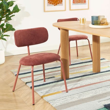 Lot de 2 chaises PANTONE tissu et pieds métal terracotta