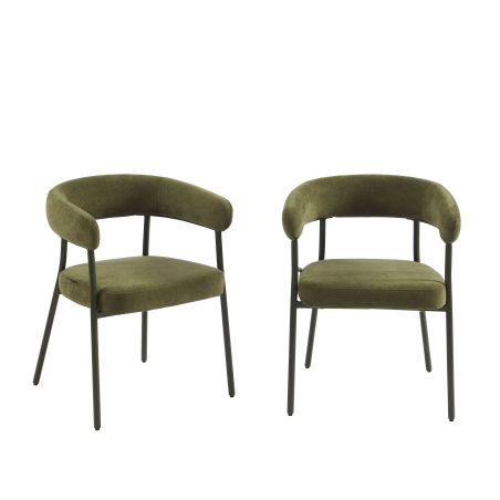 Lot de 2 chaises PANTONE tissu et pieds métal vert olive