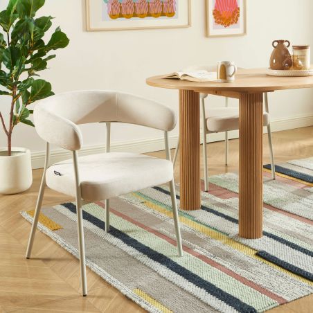 Lot de 2 chaises PANTONE tissu et pieds métal beige sable