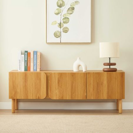 Meuble TV BRAGA effet chêne 3 portes 150cm