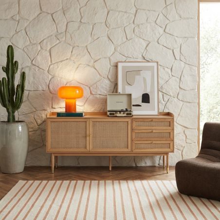 Buffet LEON chêne et cannage rotin 180cm