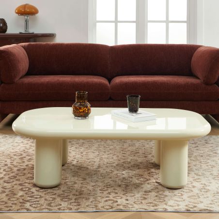 Table basse MOXY finition laquée brillante blanche 120cm