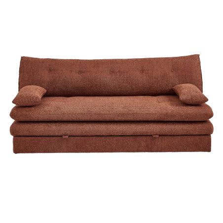 Banquette convertible KIARA 3 places tissu bouclette terracotta