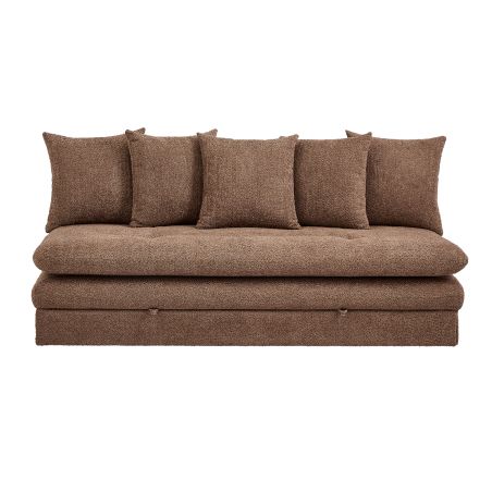 Banquette convertible MAORA 3 places tissu bouclette marron