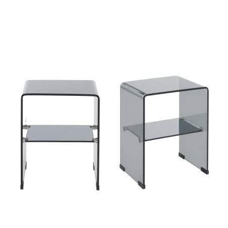 Lot de 2 tables de chevet GINZA verre trempé noir